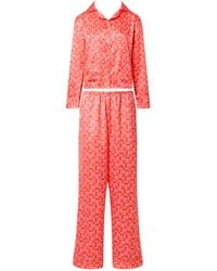 Bluebella - Tabitha Luxury Satin Long Pyjama Set Hot Coral/Dianthus - Lyst