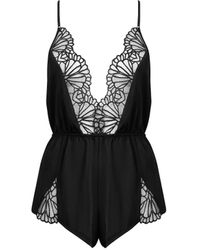 Bluebella - Genevieve Luxury Satin Teddy Black/sheer - Lyst