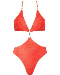 Bluebella - Orta Plunge Cut-Out Swimsuit Hot Coral - Lyst