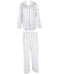 Bluebella - Beau Luxury Satin Long Pyjama Set White/black - Lyst