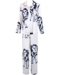 Bluebella - Olin Luxury Satin Long Pyjama Set White/black - Lyst