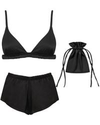 Bluebella - Saskia Luxury Satin Soft Bra And Short Set Black - Lyst