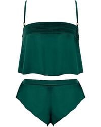 Bluebella - Stephanie Luxury Satin Crop Cami And Short Set Botanical Garden - Lyst