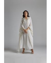 Bocan Couture Silk Chiffon Robe Set Off White - Multicolor