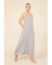 Bocan Couture Amy - Long Silk Strapped Nightgown - Light Gray