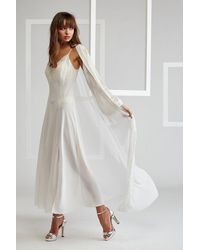 Bocan Couture Silk Chiffon Robe Set Off White Ecru