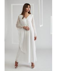 Bocan Couture Silk Chiffon Dress Triangular Sleeve Off White