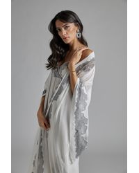 Bocan Couture Silk Chiffon Off White Robe Set - Gray