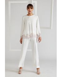 Bocan Couture Cotton Pajama Set Powder Off White- Big Rose