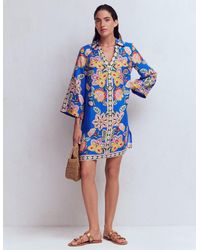 Boden - Carmen Linen Short Dress-Bright, Elaborate Terrace - Lyst