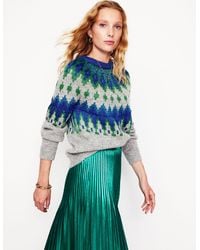 Boden - Kat Sparkle Fair Isle Jumpergrey Melange - Lyst