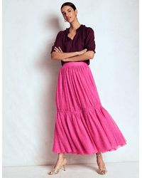 Boden - Jupe Midi Anna En Tulle-Pois Floqués Roses - Lyst