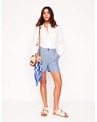 Boden - Short Dulwich En Lin-Chambray Bleu Gris - Lyst