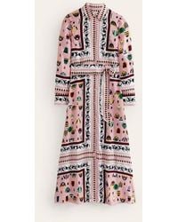 Boden - Claudia Maxi Shirt Dress Chalky Pink, Races - Lyst