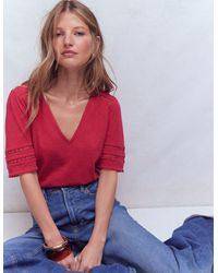 Boden - Poppy Trim V Neck T-Shirt - Lyst