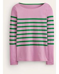 Boden - Ella Long Sleeve Breton Pink, Green Placement - Lyst