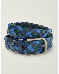 Boden Leather Plaited Belt - Blue