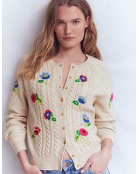 Boden - Liv Embroidered Cable Cardigan - Lyst