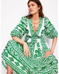Boden - Lola Blouson Maxi Dress Rich Emerald, Ornate Tropics - Lyst