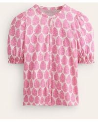 Boden - Dolly Puff Sleeve Jersey Shirt Sangria Sunset, Floret Paisley - Lyst