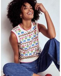 Boden - Edie Fair Isle Tank-Oatmeal Melange, Flowers - Lyst