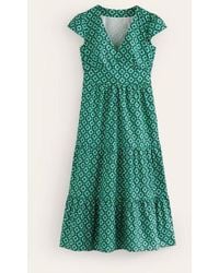 Boden - May Cotton Midi Tea Dress Ming Green, Geo Pome - Lyst