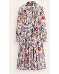 Boden - Amy Cotton Midi Shirt Dress Marshmallow, Botanical Bunch - Lyst