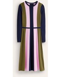 Boden - Colour Block Knitted Dress Navy, Winter Moss, Mauve Mist - Lyst