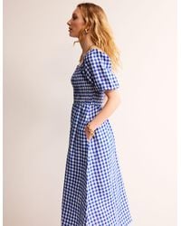 Boden - Sky Smocked Linen Midi Dress - Lyst