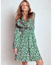 Boden - Sarah Kurzes Jerseykleid-Sattes Smaragdgrün, Rebenornament - Lyst