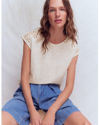 Boden - Tara Cutwork Linen T-Shirt - Lyst