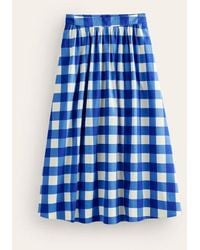 Boden - Layla Cotton Sateen Skirt Nautical Blue, Ivory Gingham - Lyst