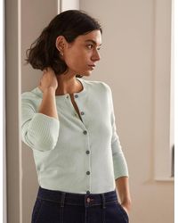 Boden Cashmere Cropped Cardigan Mint Christmas , Mint - Blue