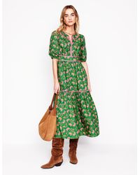 Boden - Rhea Besticktes Midikleid-Galerie-Blau, Dahlienzweig - Lyst