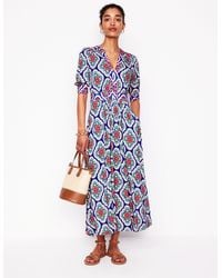 Boden - Lily Midi-Teekleid Aus Jersey-Leuchtendes Blau, Botanic Blush-Motiv - Lyst