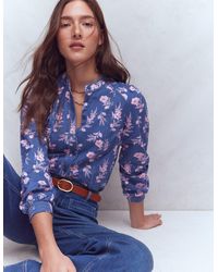 Boden - Rhea Trim Detail Cotton Top- Blossomy Sprig - Lyst