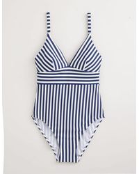 Boden - Arezzo V-neck Panel Swimsuit Navy, Ivory Texture Stripe - Lyst