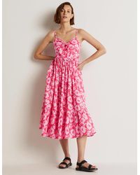 Boden Ivy Tie Front Midi Dress Pink