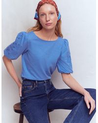 Boden - Cutwork Detail Jersey Top - Lyst