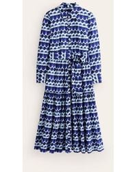 Boden - Flo Cotton Midi Shirt Dress Blue, Abstract Illusion - Lyst