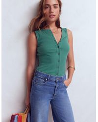Boden - Evie Button Through Rib Vest Top - Lyst