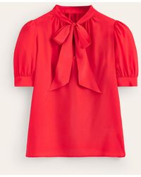 Boden - Pussy-bow Silk Blouse - Lyst