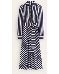 Boden - Laura Jersey Midi Shirt Dress French Navy, Ivory Stripe - Lyst