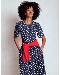 Boden - Louisa Jersey-Midikleid-Französisches Marineblau, Gemalte Tupfen - Lyst