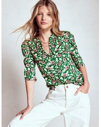 Boden - Elegantes Oberteil Mit Keulenärmeln-Sattes Smaragdgrün, Rebenornament - Lyst