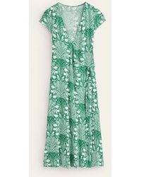 Boden - Joanna Cap Sleeve Wrap Dress Green, Gardenia Swirl - Lyst