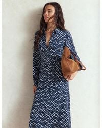 Boden - Pip Zip Up Ponte Midi Dress French, Painted Dot - Lyst