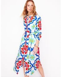 Boden - Straight Linen Shirt Dress-Ivory, Bloom Geo - Lyst