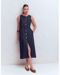 Boden - Button Denim Midi Dress - Lyst
