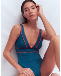 Boden - Porto V-neck Swimsuit Mandarin Red, Botanical Sprig - Lyst